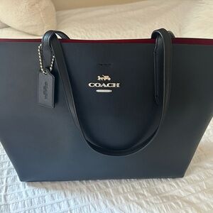 Coach Black Tote with Red Interior
